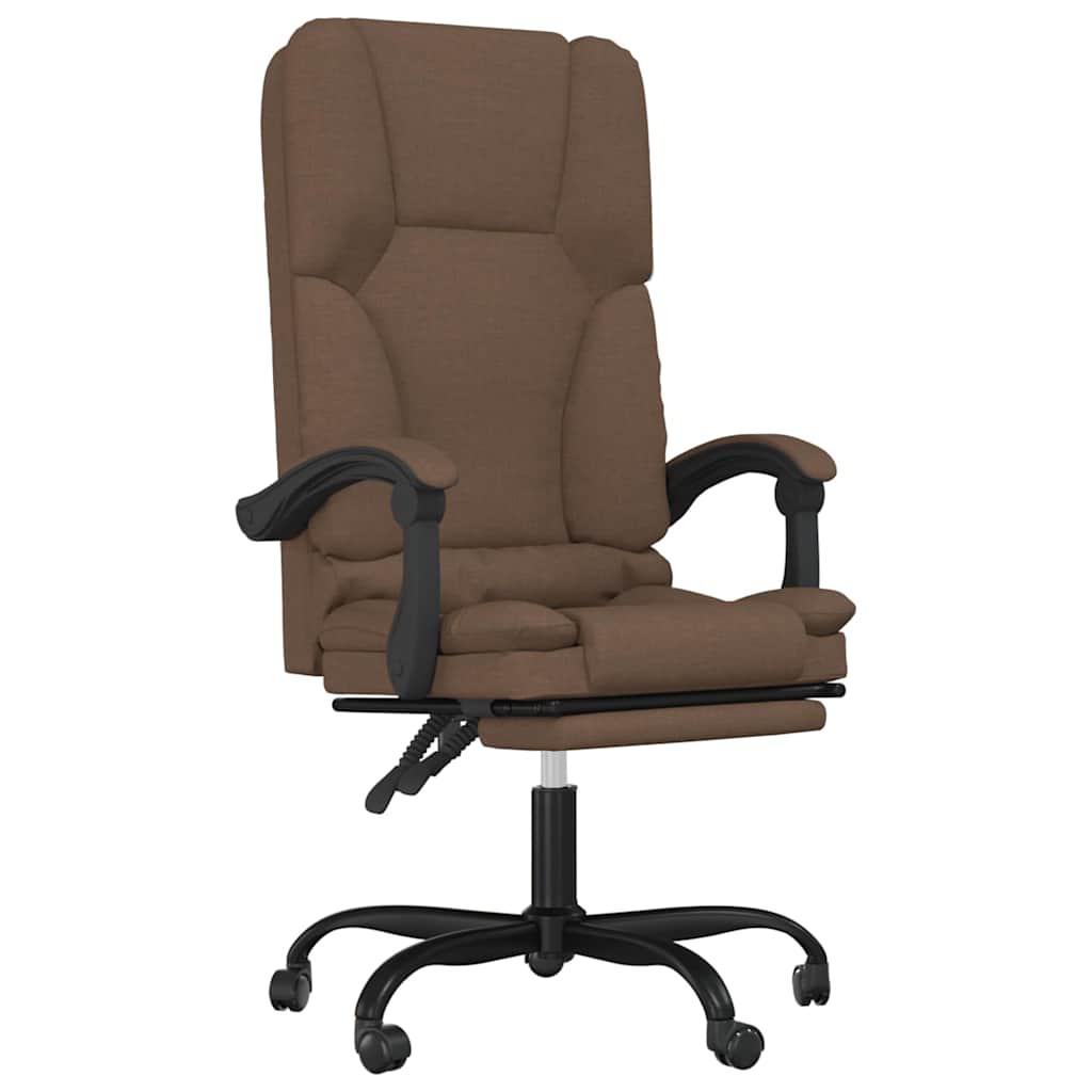 Massage Reclining Office Chair Brown Fabric