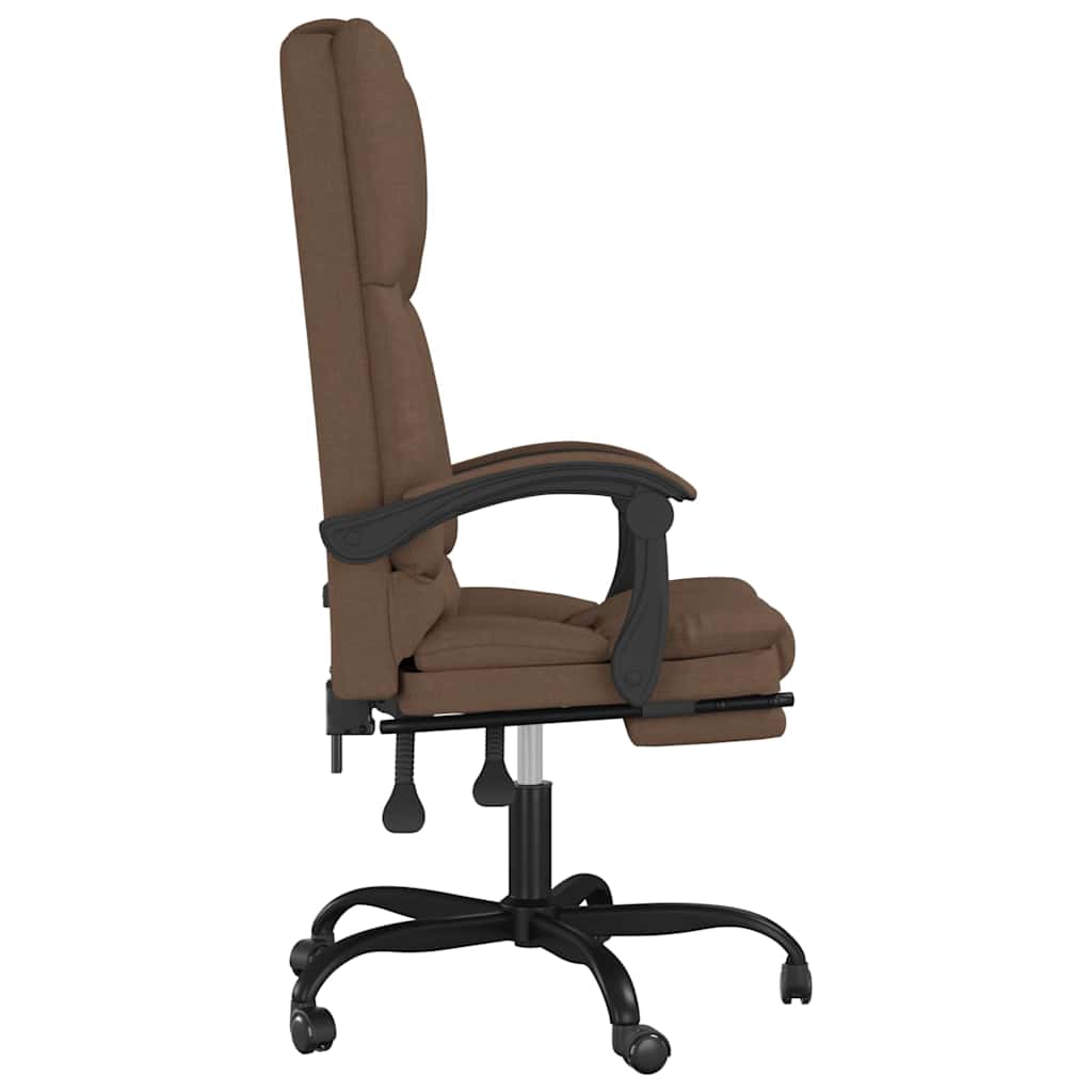 Massage Reclining Office Chair Brown Fabric