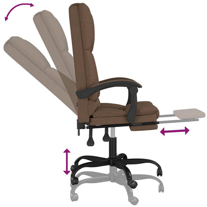 Massage Reclining Office Chair Brown Fabric
