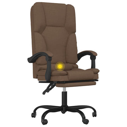 Massage Reclining Office Chair Brown Fabric