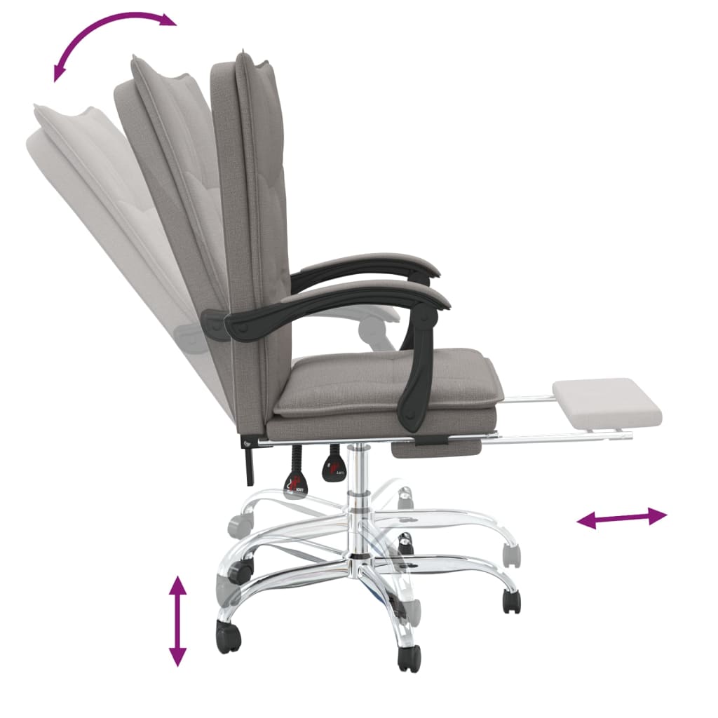 Reclining Office Chair Taupe Fabric