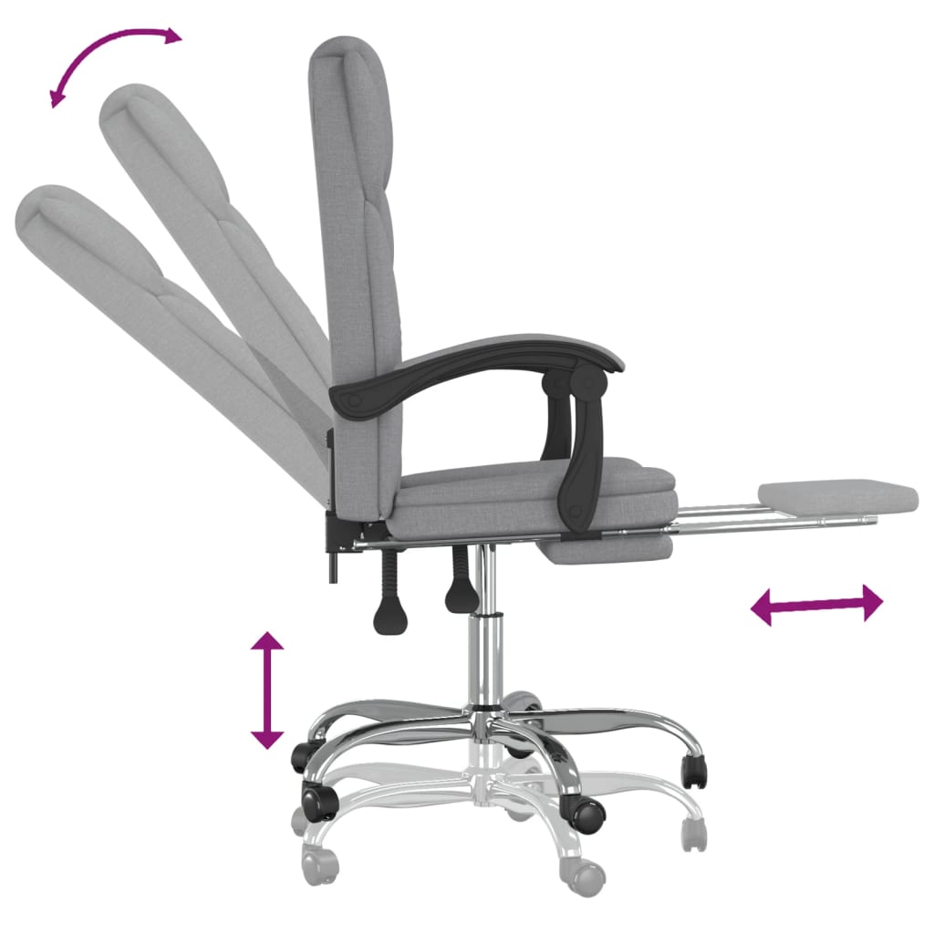 Reclining Office Chair Light Grey Fabric