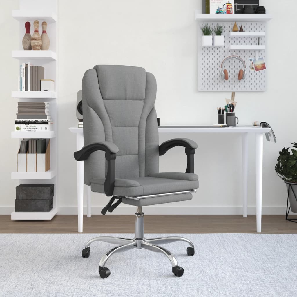 Reclining Office Chair Light Grey Fabric