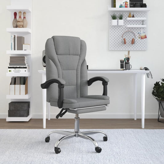 Reclining Office Chair Light Grey Fabric