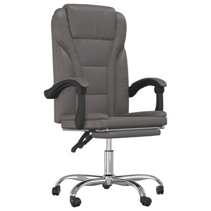 Reclining Office Chair Grey Faux Leather