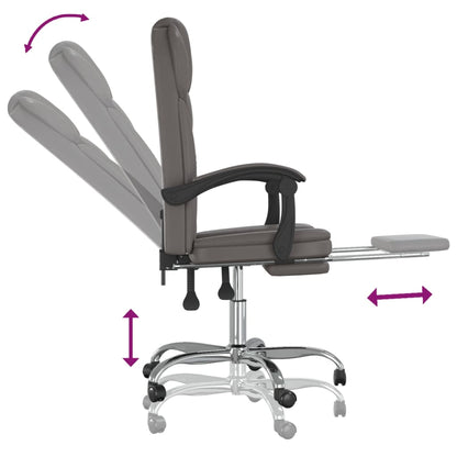 Reclining Office Chair Grey Faux Leather