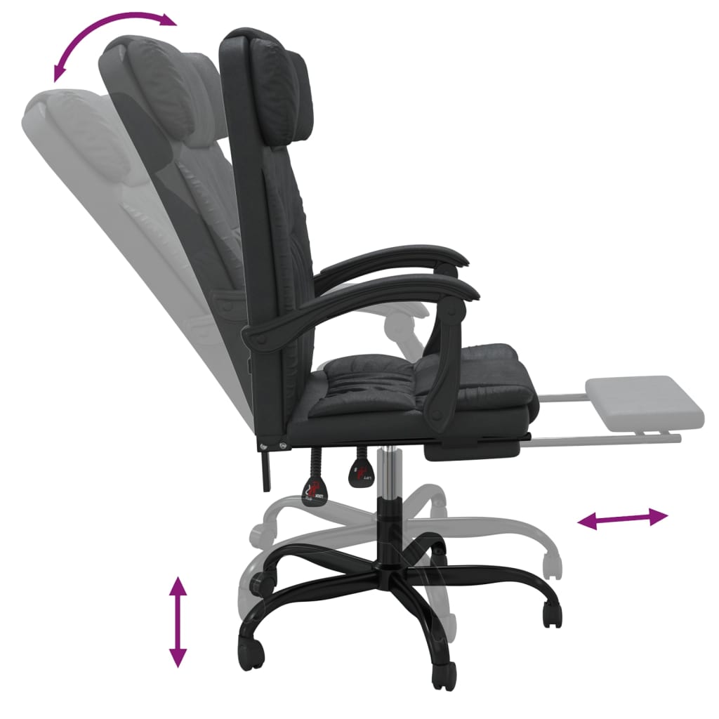 Reclining Office Chair Black Faux Leather