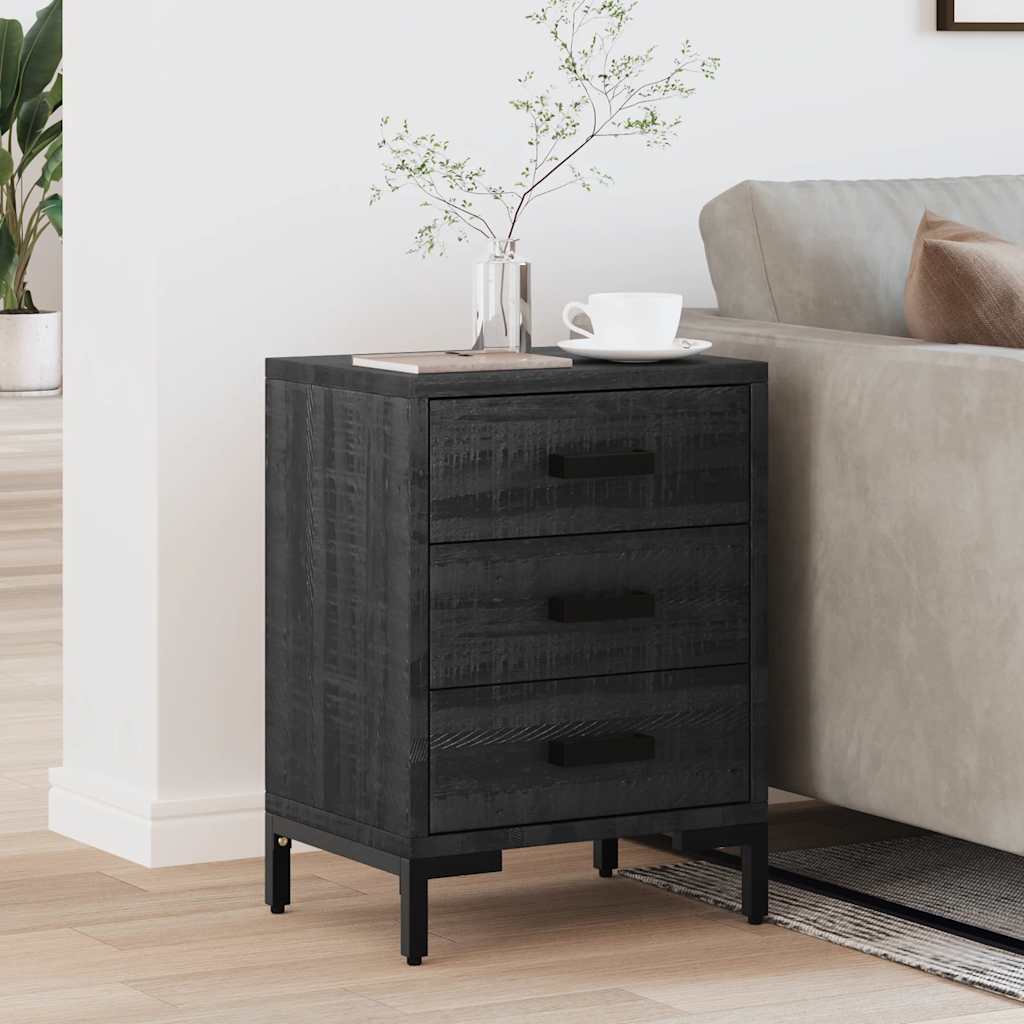 Bedside Cabinet Black 36x30x54 cm Solid Pinewood