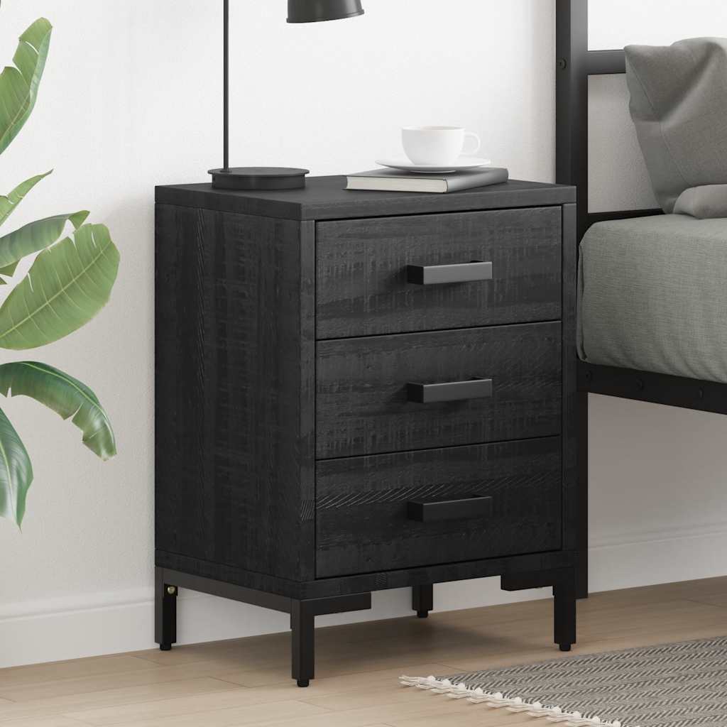 Bedside Cabinet Black 36x30x54 cm Solid Pinewood