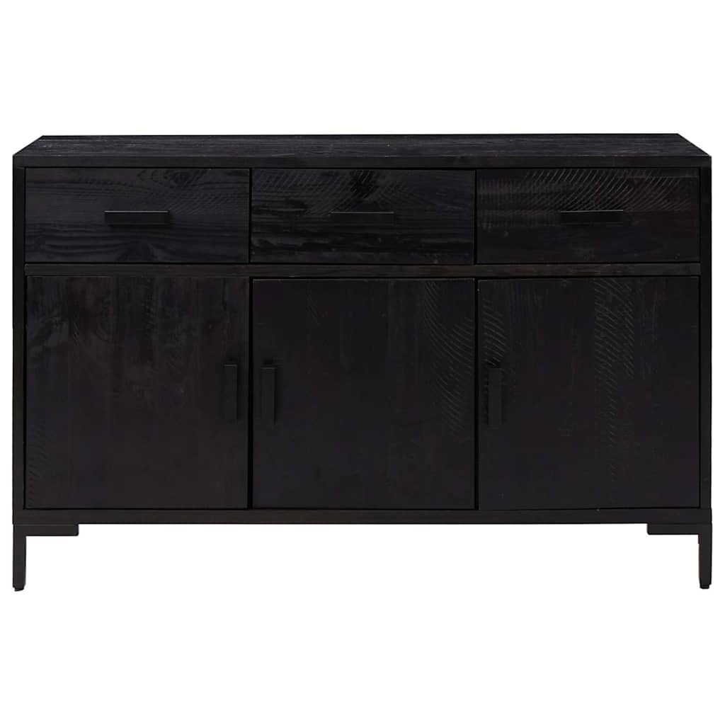 Sideboard Black 110x35x70 cm Solid Pinewood