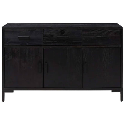 Sideboard Black 110x35x70 cm Solid Pinewood