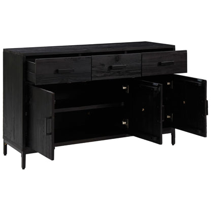 Sideboard Black 110x35x70 cm Solid Pinewood
