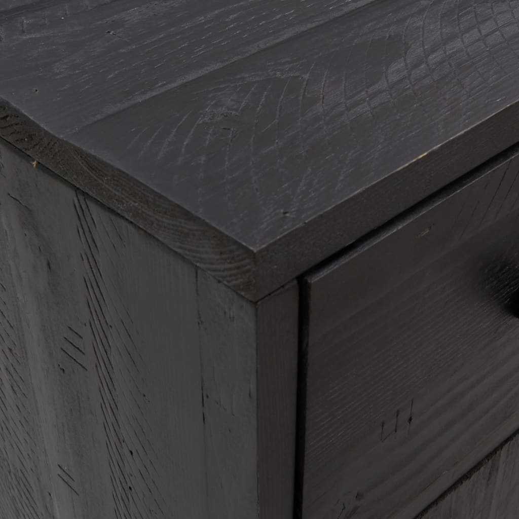 Sideboard Black 110x35x70 cm Solid Pinewood