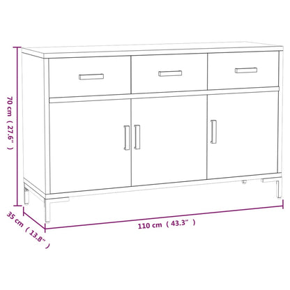 Sideboard Black 110x35x70 cm Solid Pinewood