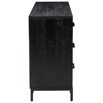 Sideboard Black 110x35x70 cm Solid Pinewood
