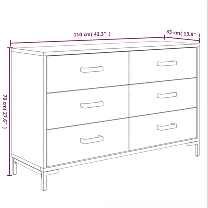 Sideboard Black 110x35x70 cm Solid Pinewood
