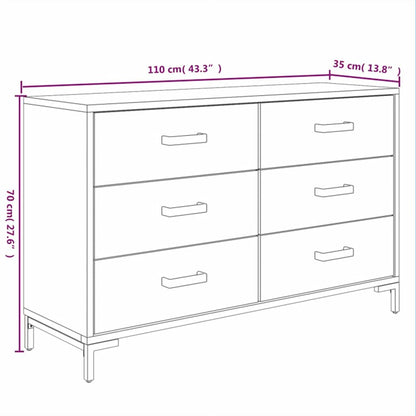 Sideboard Black 110x35x70 cm Solid Pinewood