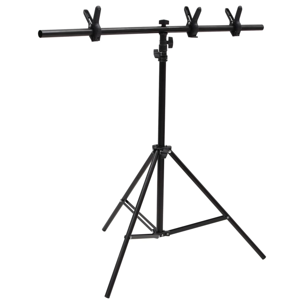 T-Shape Background Stand Black 91x60x(70-200) cm