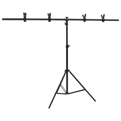 T-Shape Background Stand Black 151x60x(70-200) cm