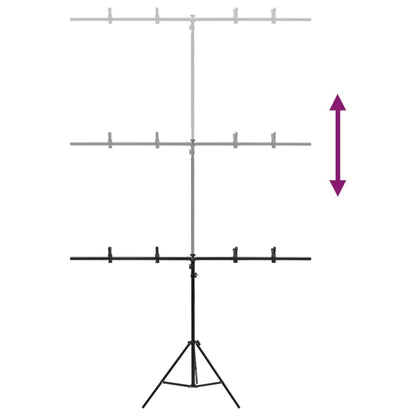 T-Shape Background Stand Black 151x60x(70-200) cm