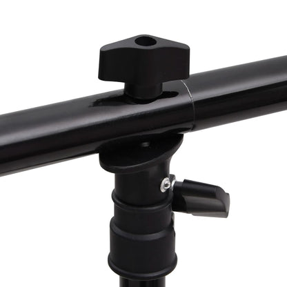 T-Shape Background Stand Black 201x60x(70-200) cm