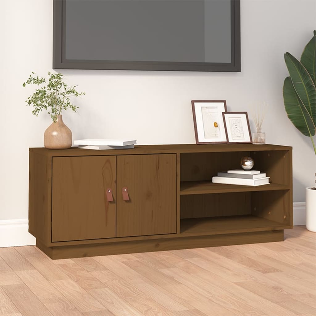 TV Cabinet Honey Brown 105x34x40 cm Solid Wood Pine