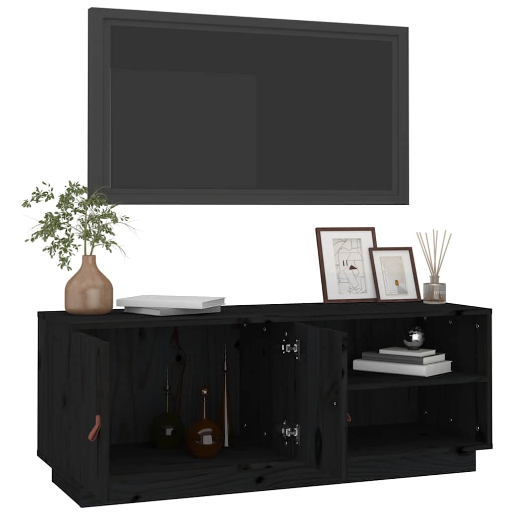 818224 vidaXL TV Cabinet Black 105x34x40 cm Solid Wood Pine