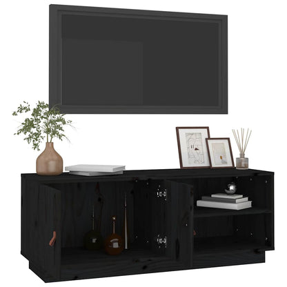 818224 vidaXL TV Cabinet Black 105x34x40 cm Solid Wood Pine