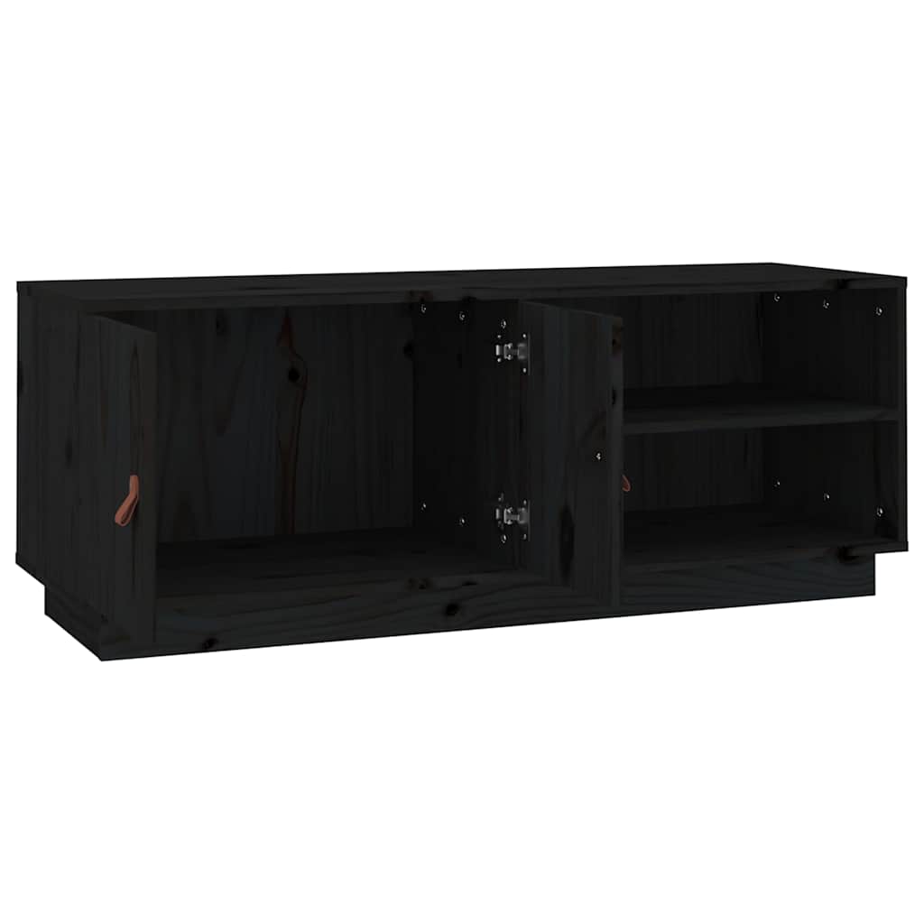 818224 vidaXL TV Cabinet Black 105x34x40 cm Solid Wood Pine