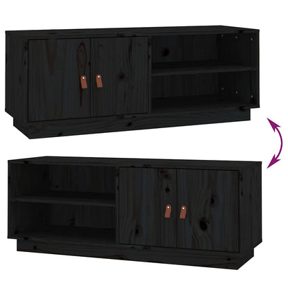 818224 vidaXL TV Cabinet Black 105x34x40 cm Solid Wood Pine