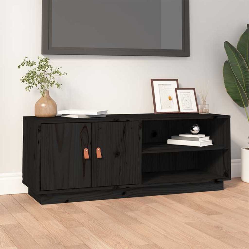 818224 vidaXL TV Cabinet Black 105x34x40 cm Solid Wood Pine