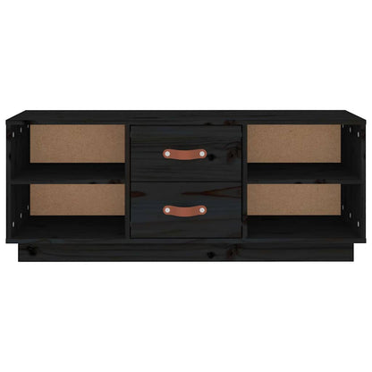 TV Cabinet Black 100x34x40 cm Solid Wood Pine