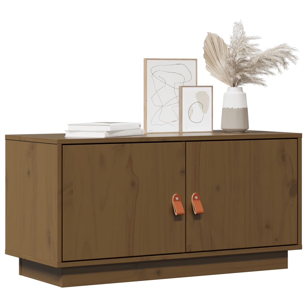TV Cabinet Honey Brown 80x34x40 cm Solid Wood Pine