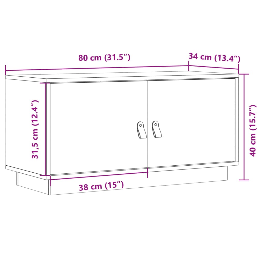 TV Cabinet Honey Brown 80x34x40 cm Solid Wood Pine