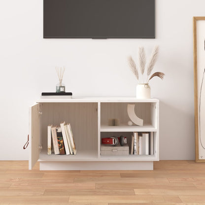 TV Cabinet White 70x34x40 cm Solid Wood Pine