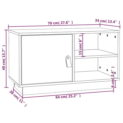 TV Cabinet White 70x34x40 cm Solid Wood Pine