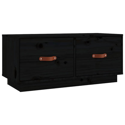 818244 vidaXL TV Cabinet Black 80x34x35 cm Solid Wood Pine