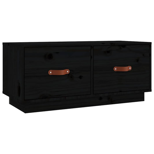 818244 vidaXL TV Cabinet Black 80x34x35 cm Solid Wood Pine