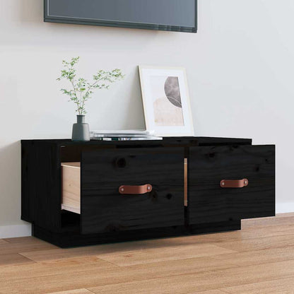 818244 vidaXL TV Cabinet Black 80x34x35 cm Solid Wood Pine