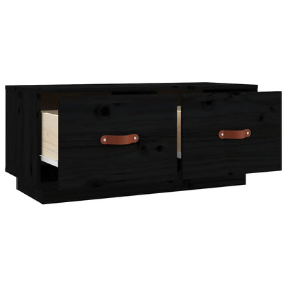 818244 vidaXL TV Cabinet Black 80x34x35 cm Solid Wood Pine