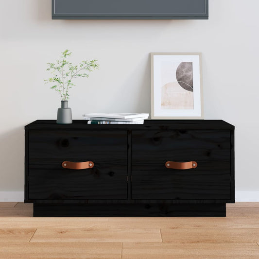 TV Cabinet Black 80x34x35 cm Solid Wood Pine