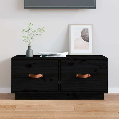 818244 vidaXL TV Cabinet Black 80x34x35 cm Solid Wood Pine