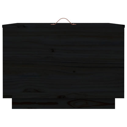 Storage Boxes with Lids 3 pcs Black Solid Wood Pine
