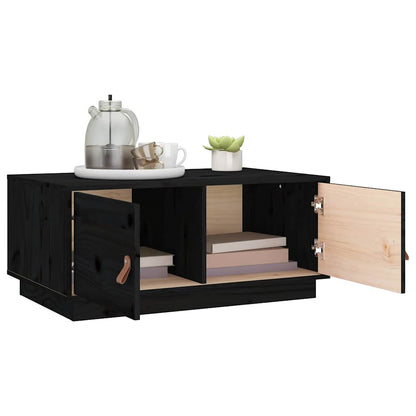 818254 vidaXL Coffee Table Black 80x50x35 cm Solid Wood Pine