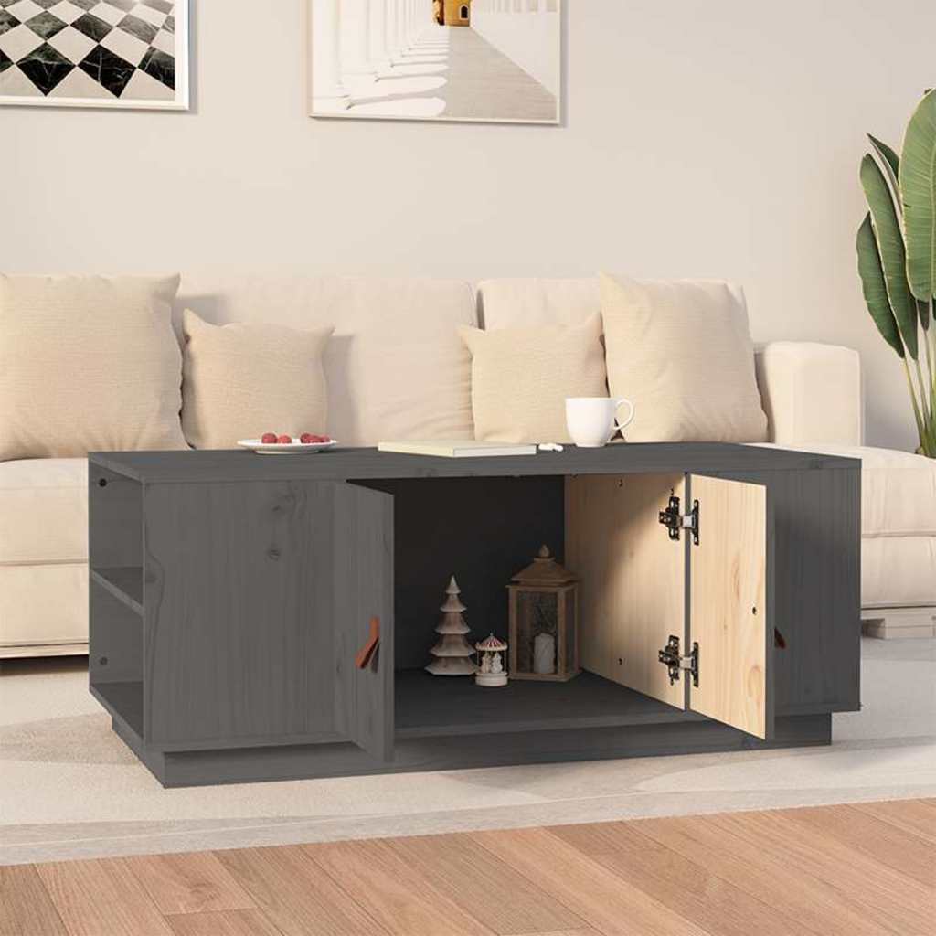818257 vidaXL Coffee Table Grey 100x50x41 cm Solid Wood Pine