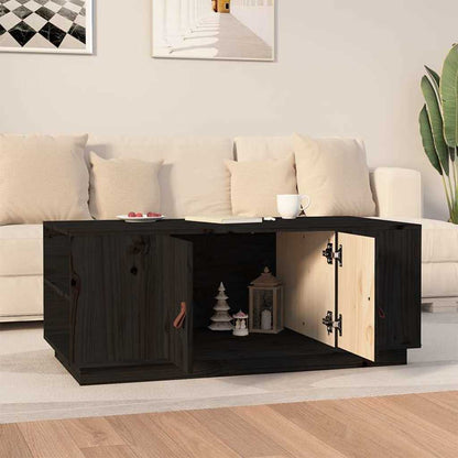 818259 vidaXL Coffee Table Black 100x50x41 cm Solid Wood Pine