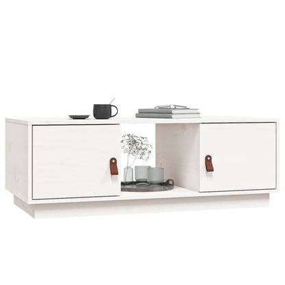 Coffee Table White 100x50x35 cm Solid Wood Pine