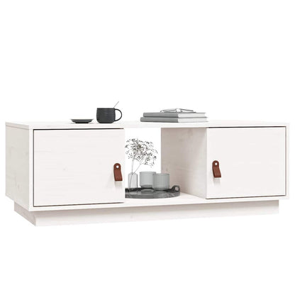 Coffee Table White 100x50x35 cm Solid Wood Pine
