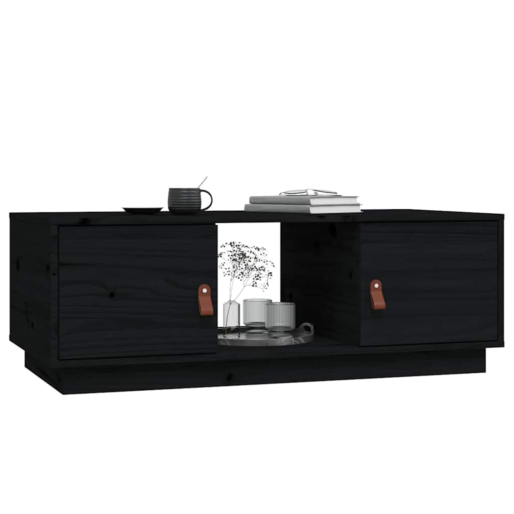 Coffee Table Black 100x50x35 cm Solid Wood Pine