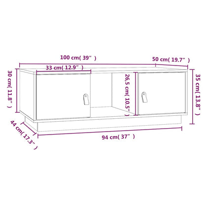 Coffee Table Black 100x50x35 cm Solid Wood Pine